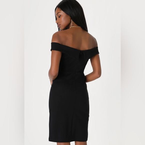 Lulu's Elegant Black Off-Shoulder Midi Dress - Picture 5 of 10